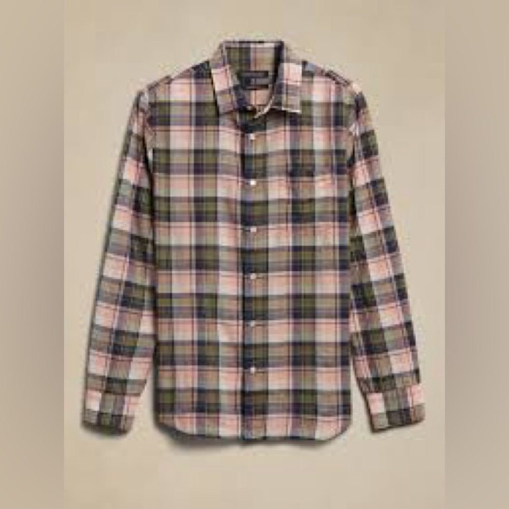 Banana Republic Men's UNTUCKED SLIM-FIT CRINKLE COTTON SHIRT size xl tall NWT
